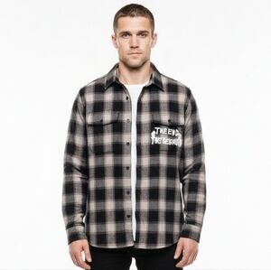 Awake NY The End The Beginning Heavy Cotton Button Shirt W/Skeletons On Back M